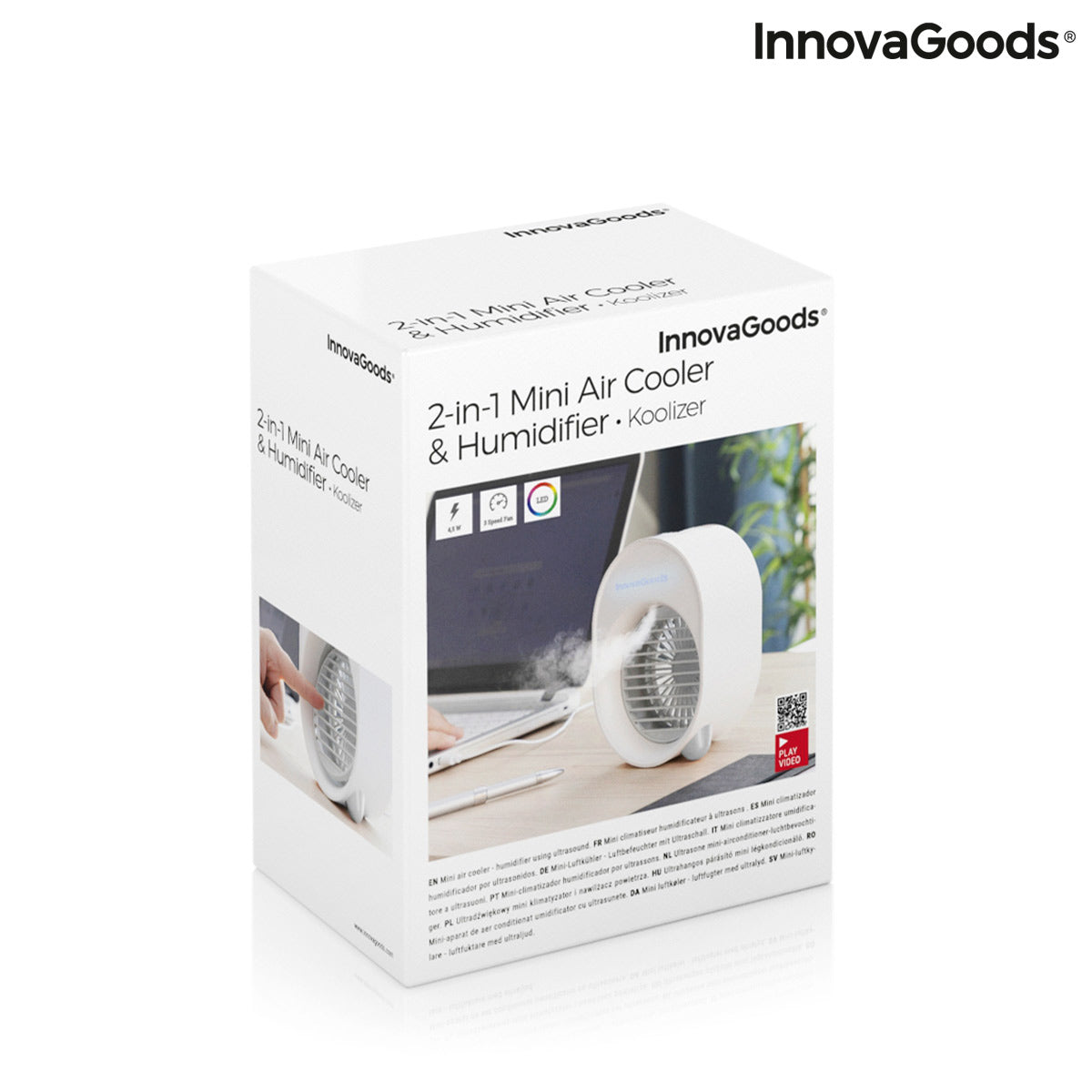Mini Ultrasound Air Cooler-Humidifier with LED Koolizer InnovaGoods