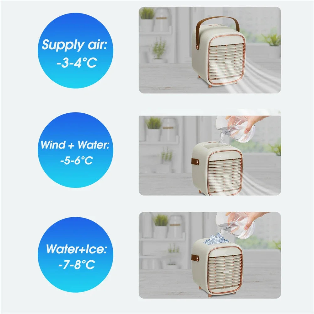 Portable Mini Air Conditioner USB Air Cooler Fan Water Cooling Fan Air