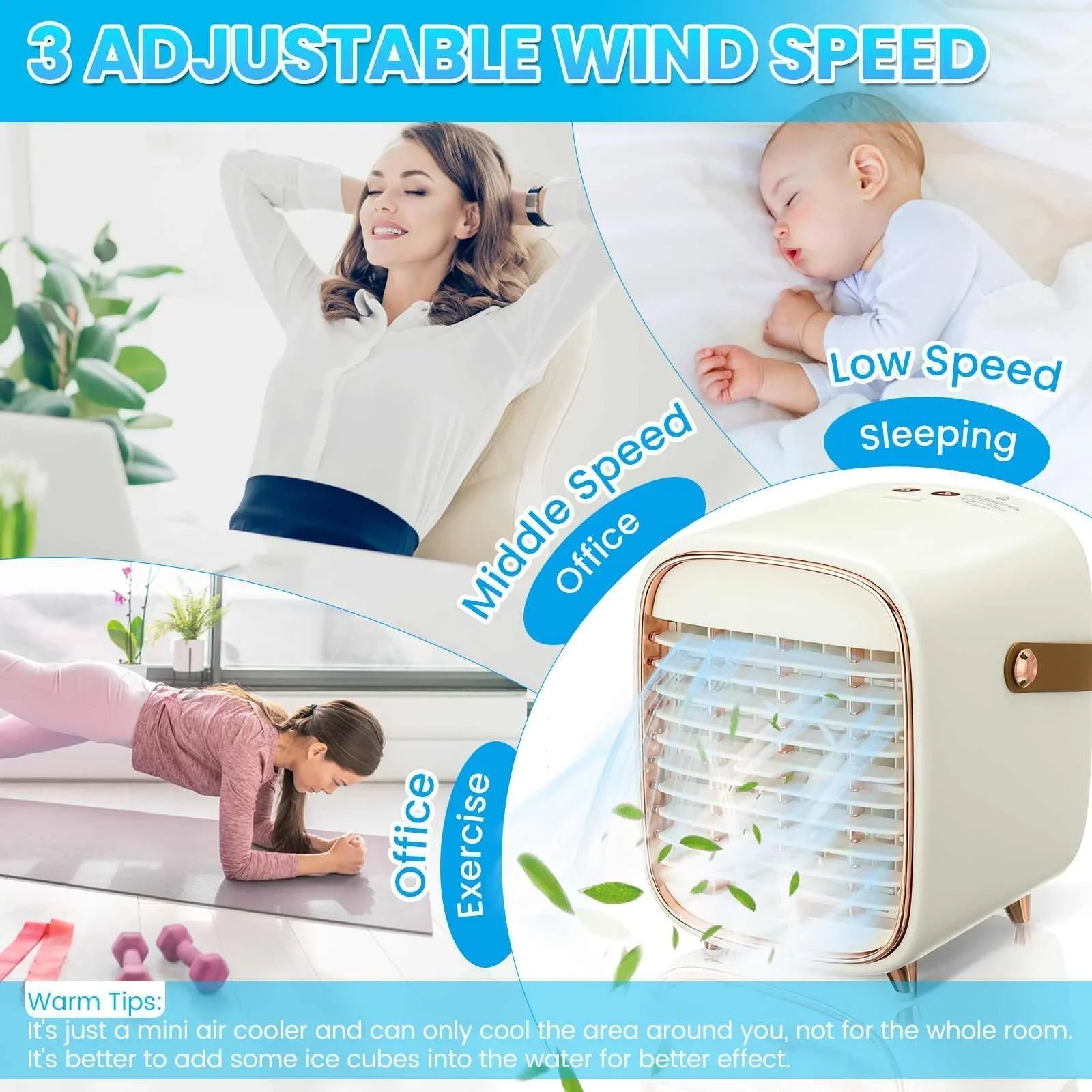 Portable Mini Air Conditioner USB Air Cooler Fan Water Cooling Fan Air